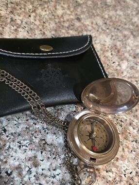 Vintage Working Compass with Black Pouch